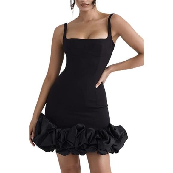 Ruched Square Neck Sleeve Mini Dress - Picture 8 of 13